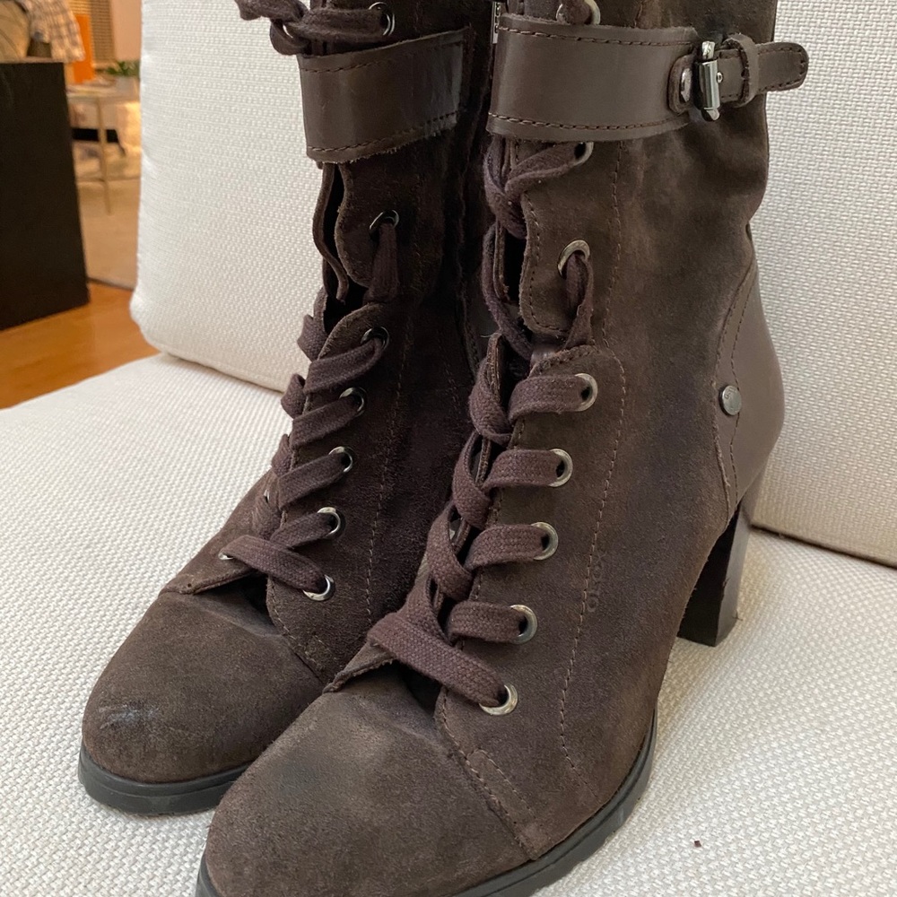 GEOX Boots side Zipper & lace up brown - Picture 3 of 7